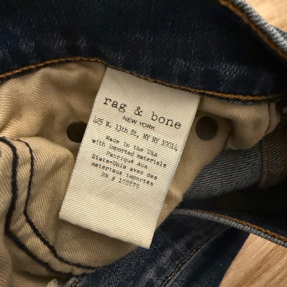 Rag & Bone Surfer Rep Distressed Skinny Jeans Blue Raw Hem 27 W1590K510SUP - Picture 4 of 8